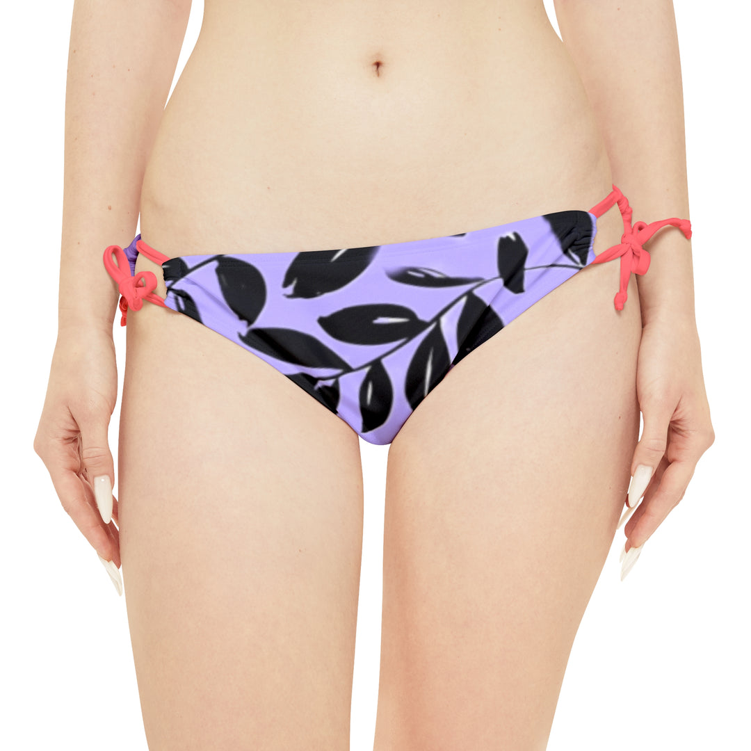 PURPLE and Black tropical Strappy Bikini Set (AOP)