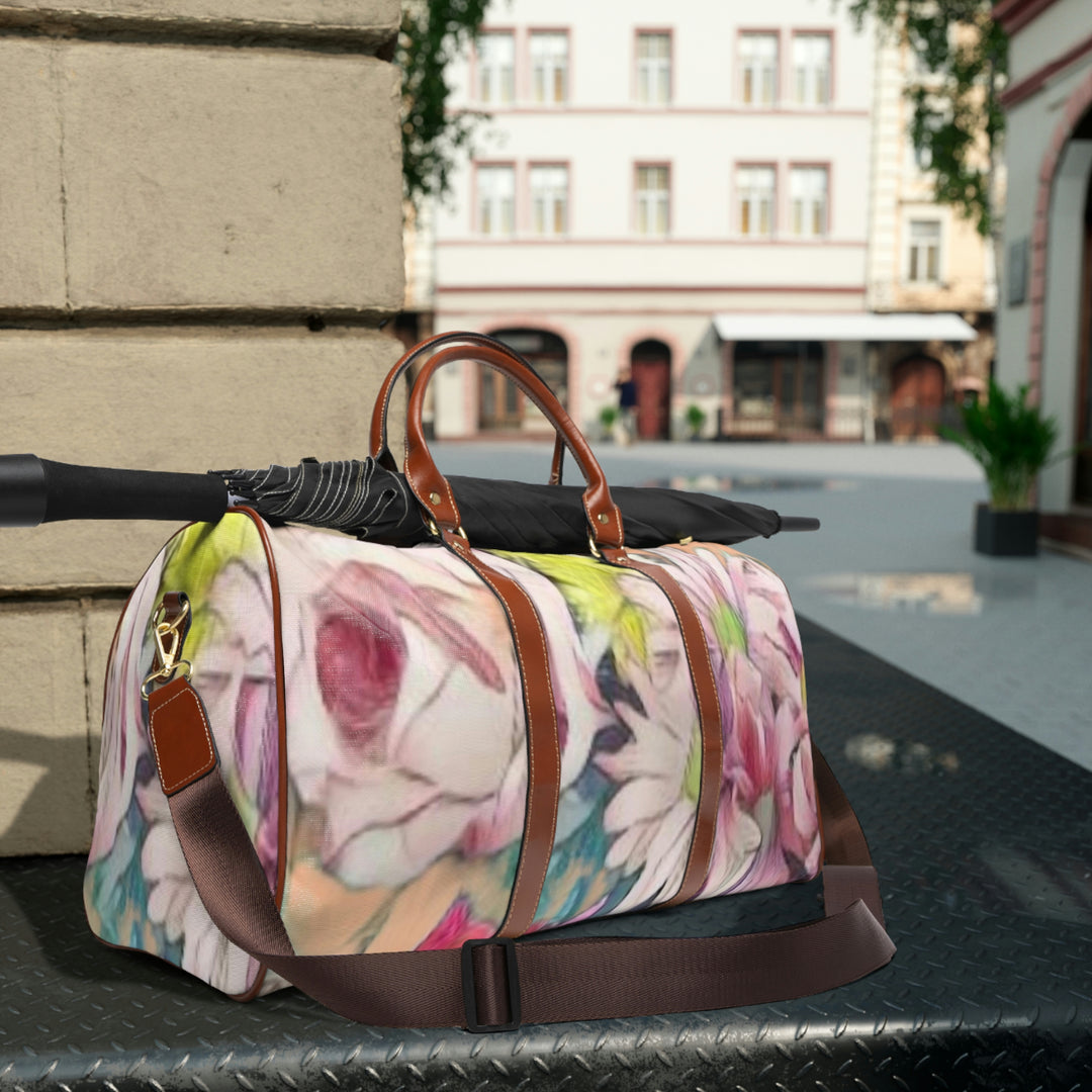 Floral/ Coral Background Waterproof Travel Bag