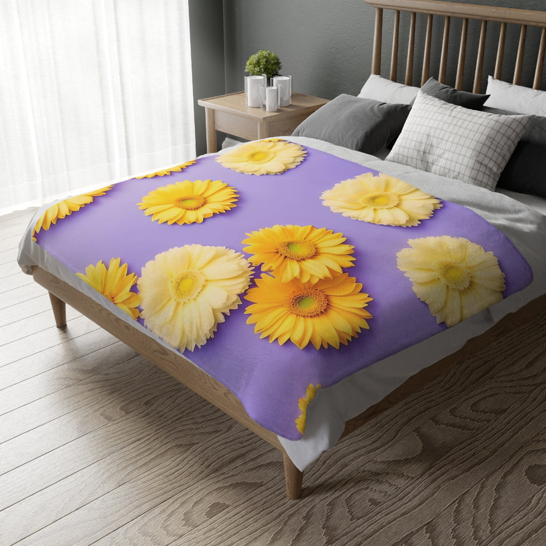 Flower Power style 4 Velveteen Minky Blanket (Two-sided print)