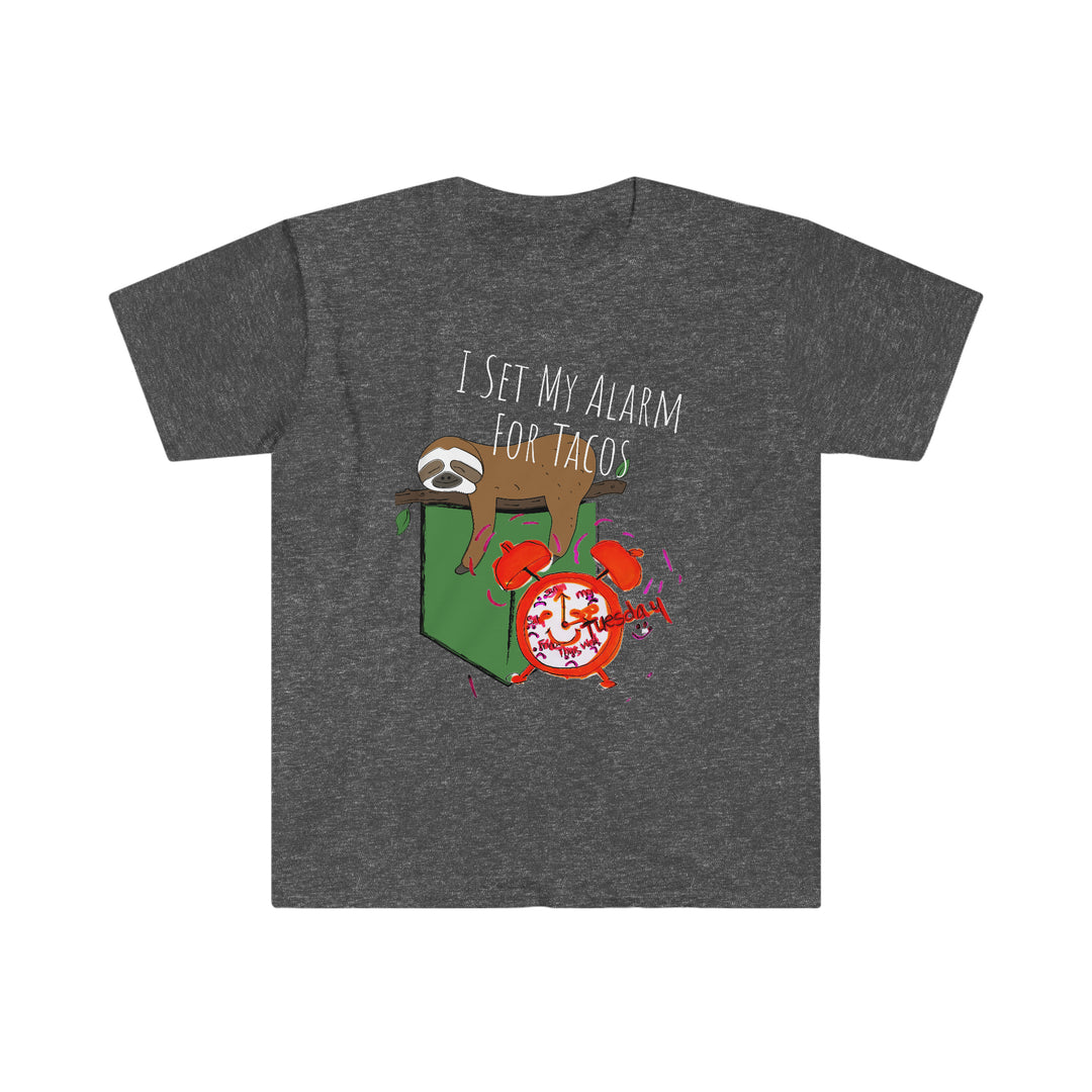 Taco alarm set Unisex Sloth Softstyle T-Shirt
