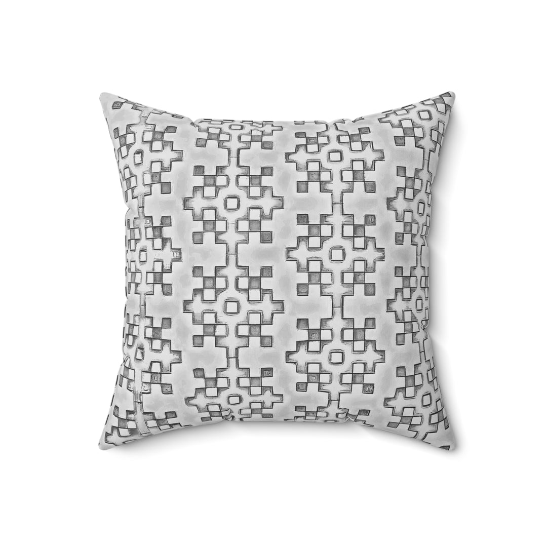Grey & Black graphic pattern Spun Polyester Square Pillow
