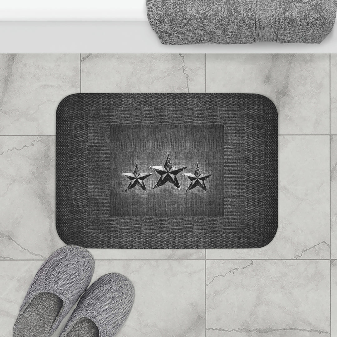 Triple Star in Dark Grey Bath Mat