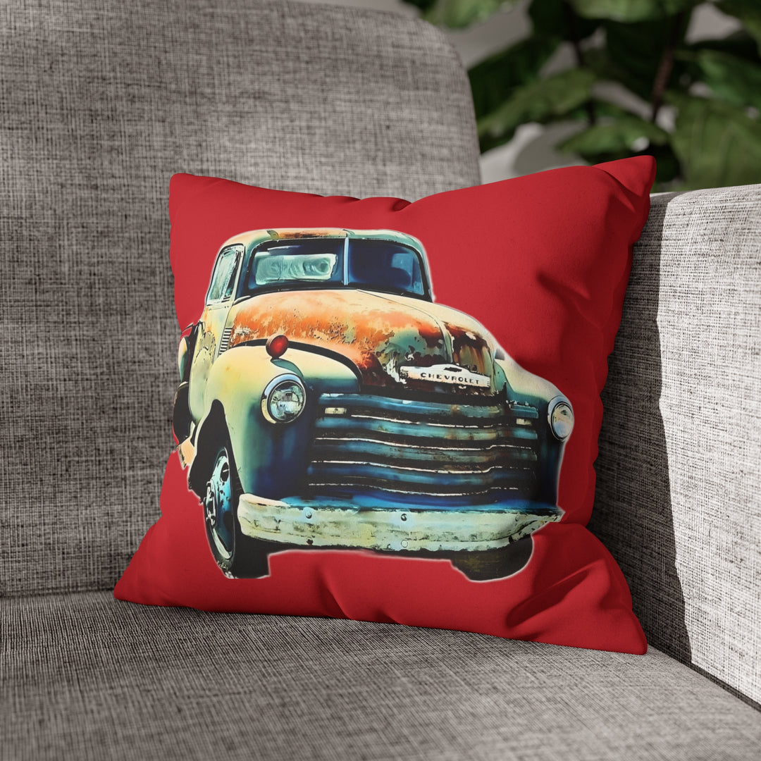 1953 Antique Truck , Red Faux Suede Square Pillow Case