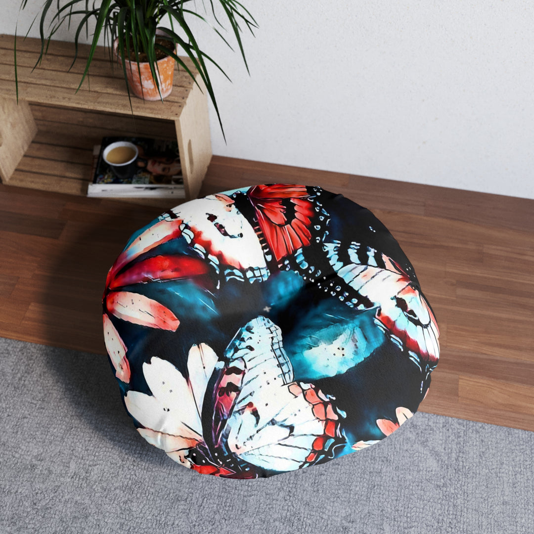 Maybe we are all like Butterflies style 2 Tufted Floor Pillow, Round