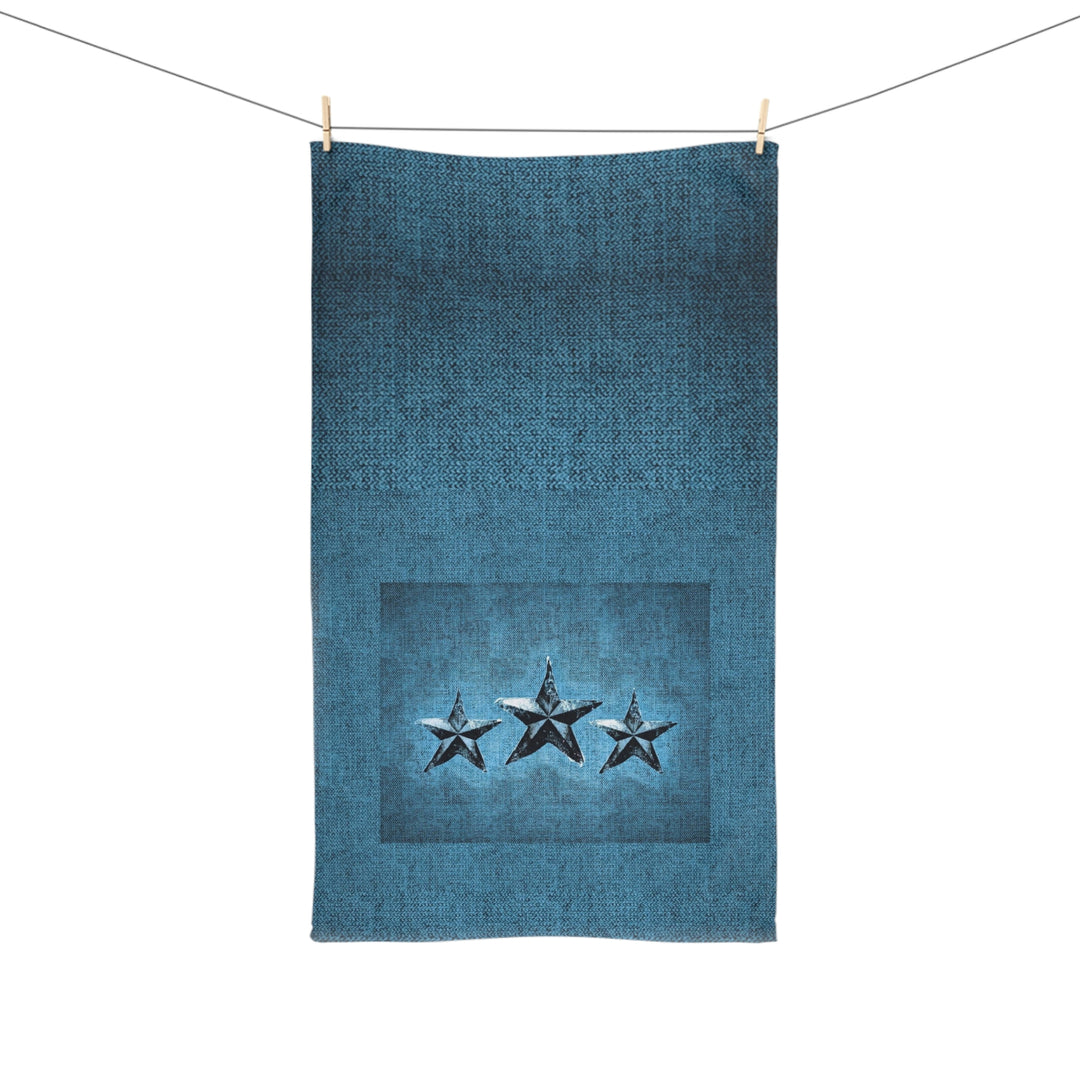 Triple Star in Turquoise Hand Towel
