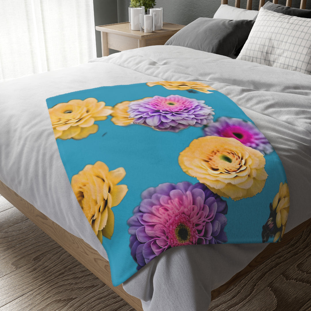 Flower Power style 3 Velveteen Minky Blanket (Two-sided print)