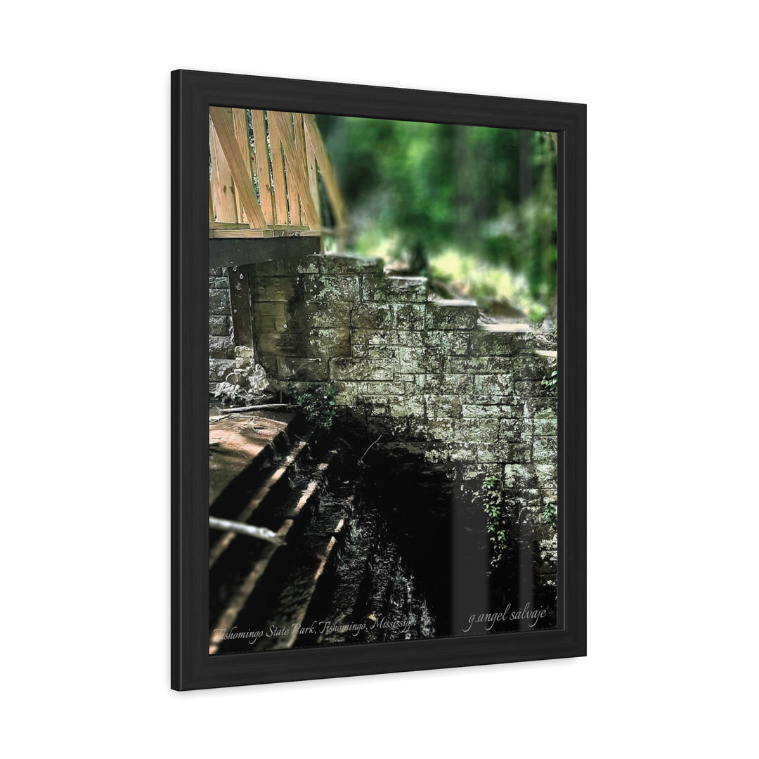 Footbridge Over Cascading Water Framed Posters