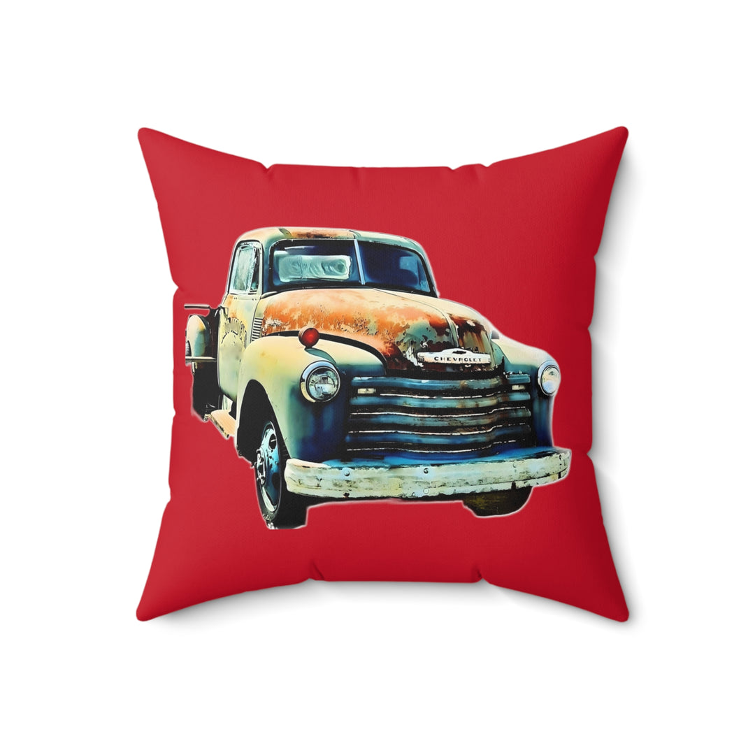 1953 Antique Truck Red Faux Suede Square Pillow