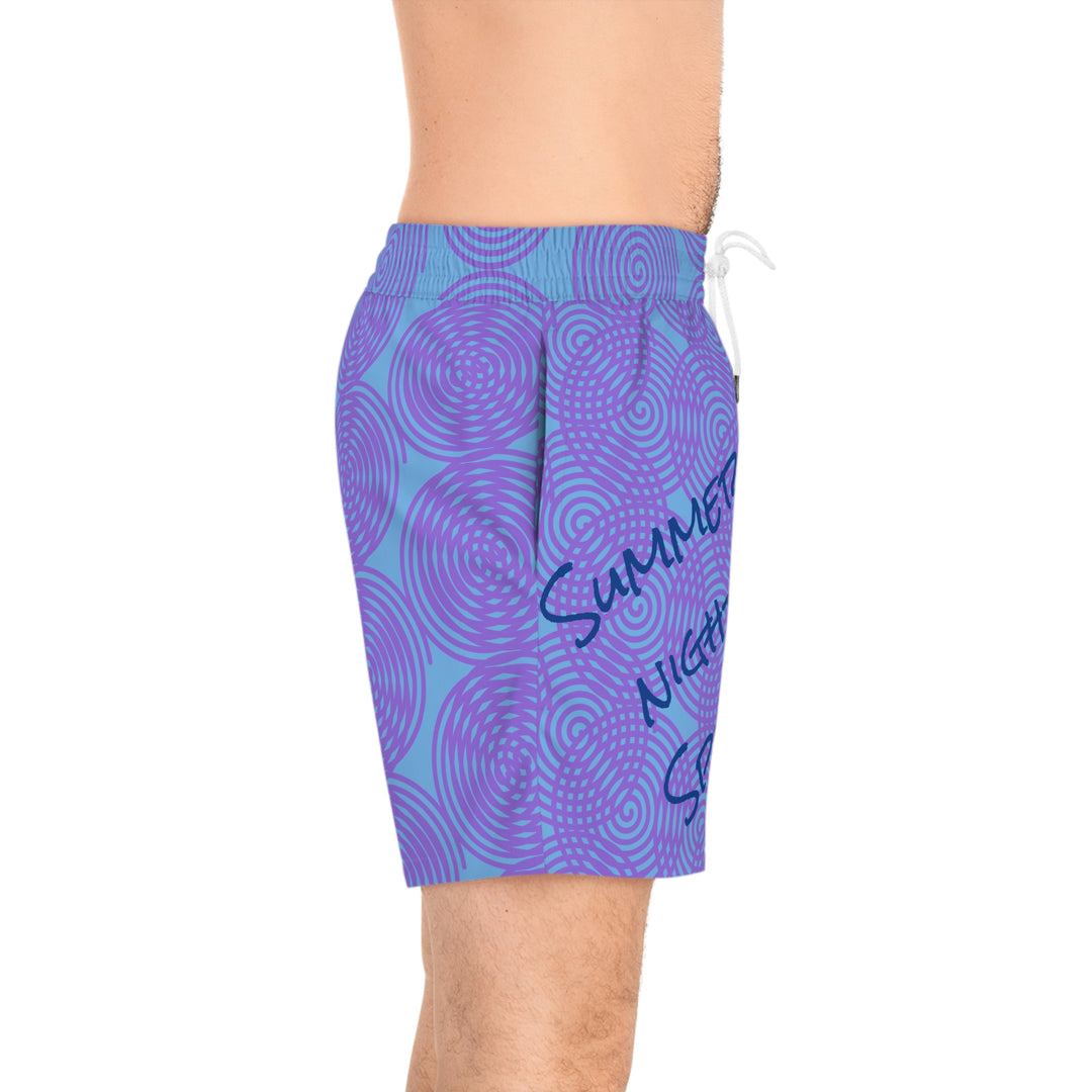Simmer night spins Men's Mid-Length Swim Shorts (AOP)