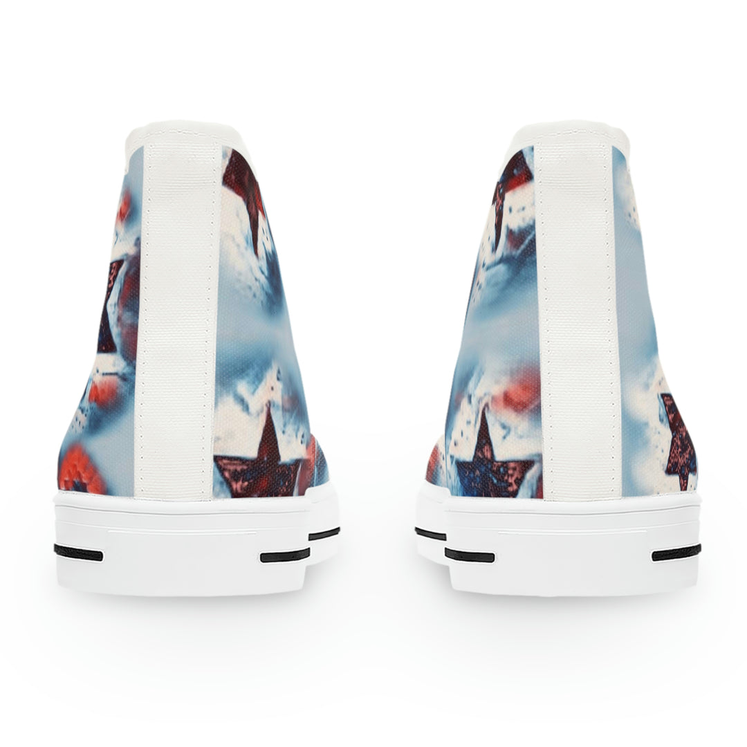 Blue with Stars Women's High Top Sneakers