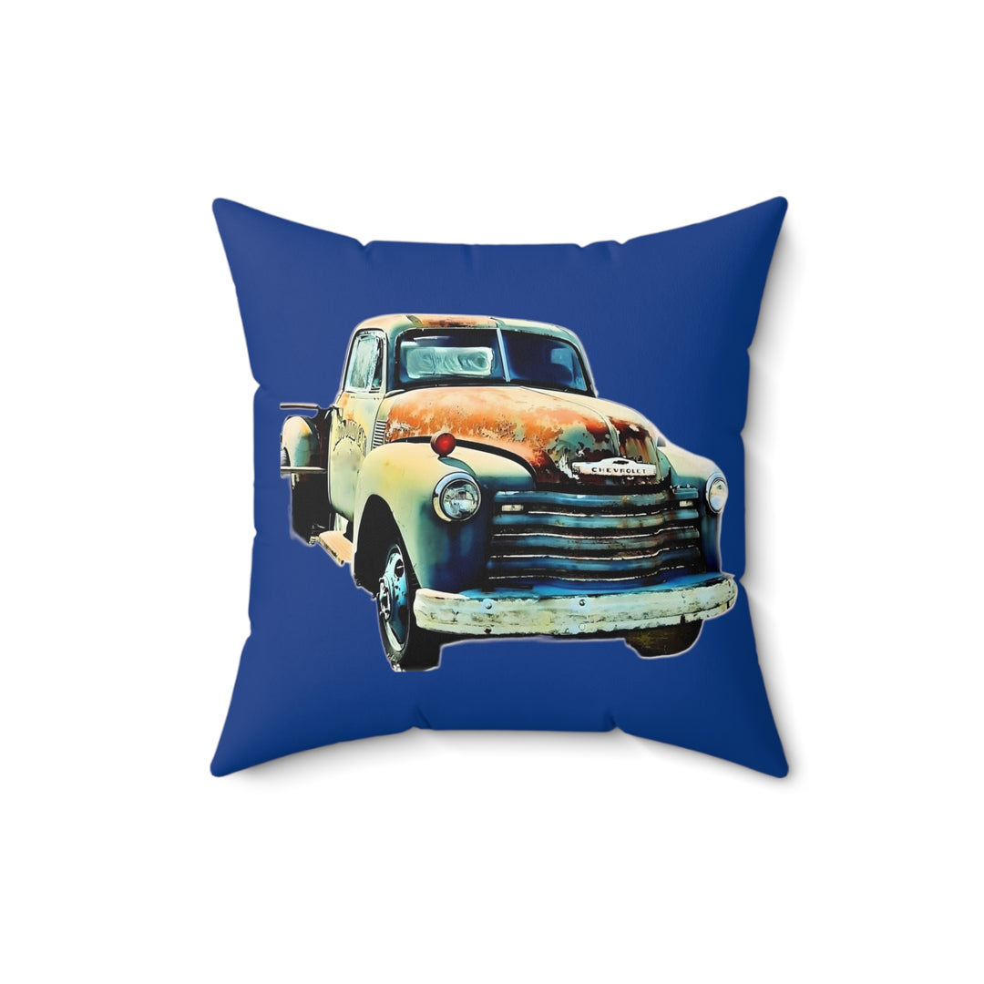 1953 Antique Truck Blue Faux Suede Square Pillow