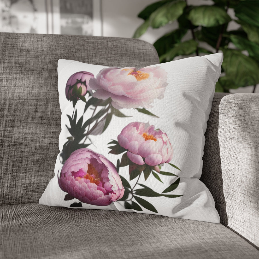 Peony Bouquet Spun Polyester Square Pillow Case