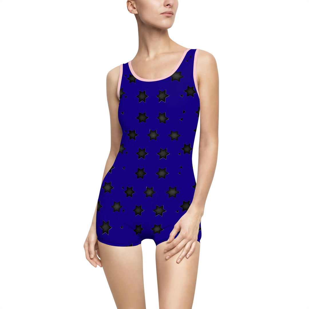 Black stars Women's Vintage Swimsuit (AOP)