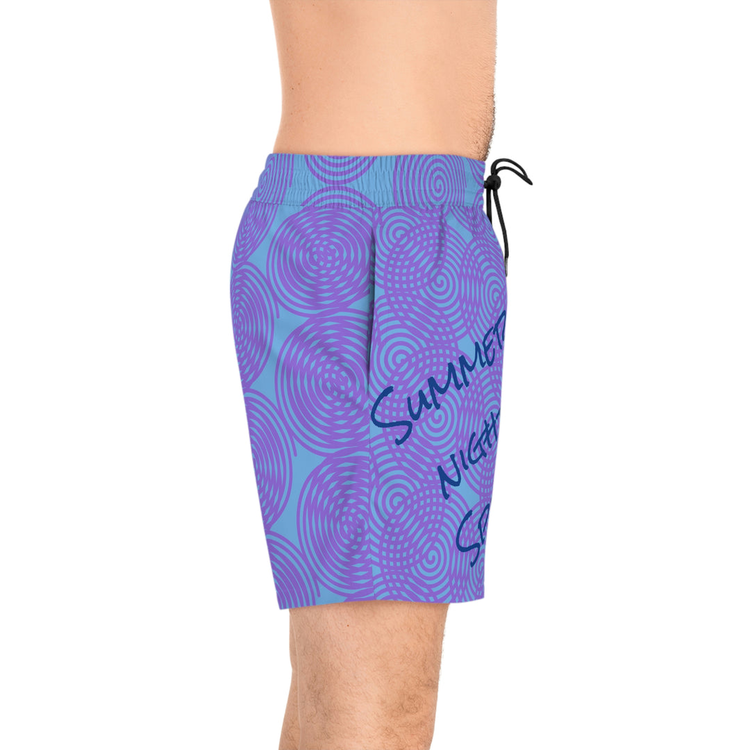 Simmer night spins Men's Mid-Length Swim Shorts (AOP)