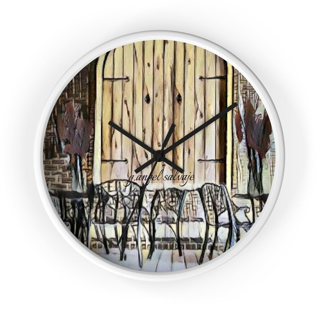 Patio with Flowers Wall Clock