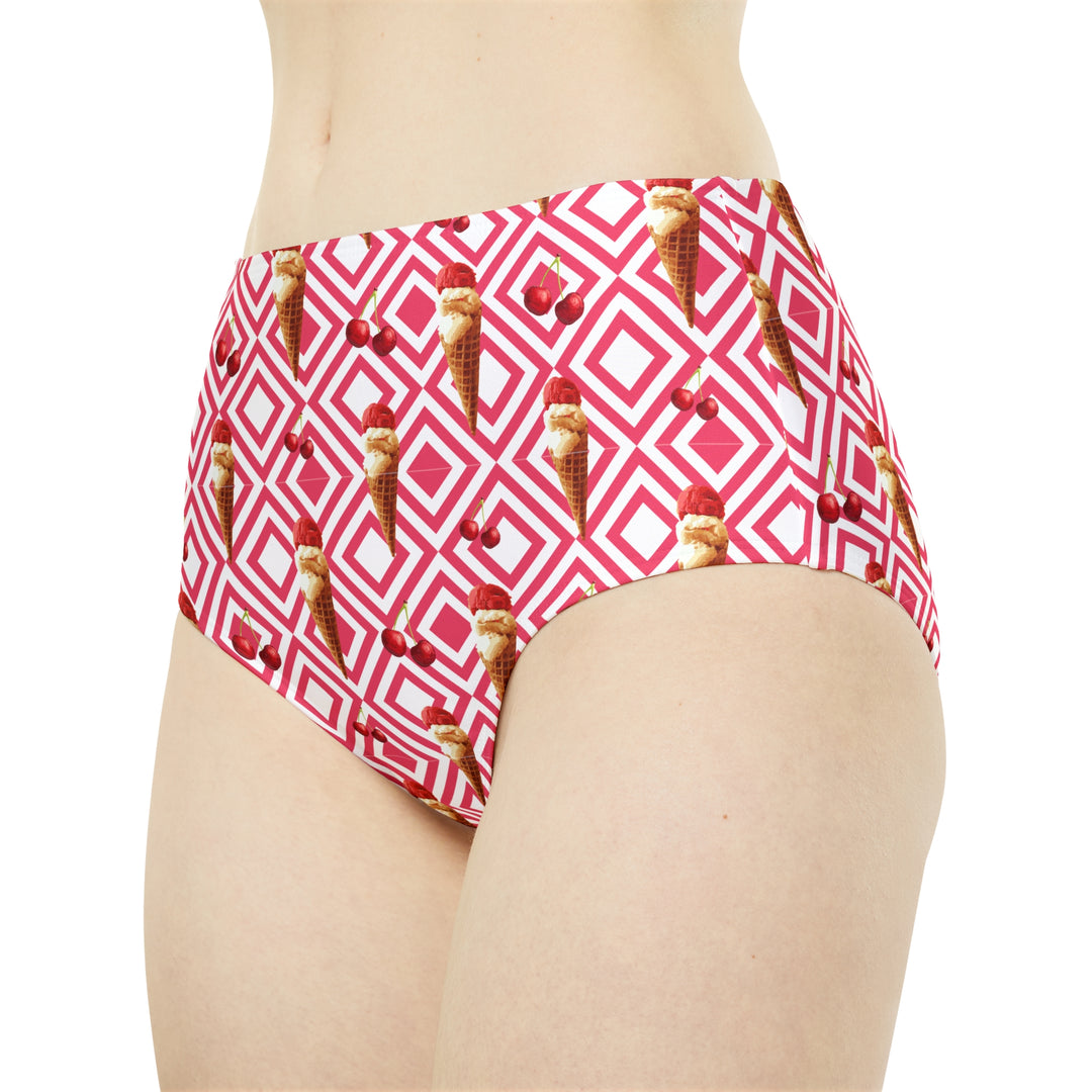Ice cream cone High-Waist Hipster Bikini Bottom (AOP)
