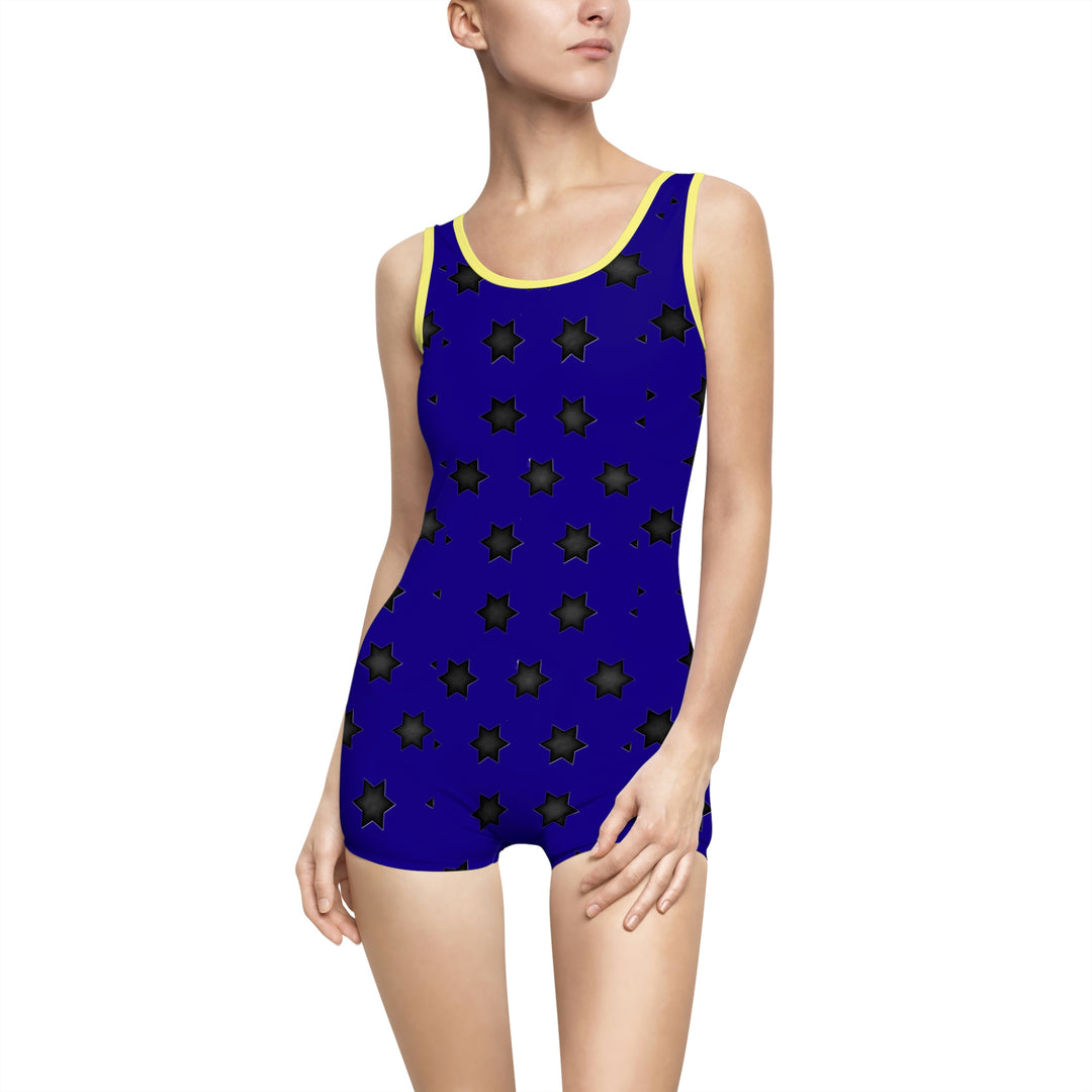 Black stars Women's Vintage Swimsuit (AOP)