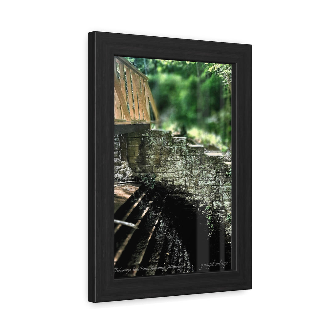 Footbridge Over Cascading Water Framed Posters