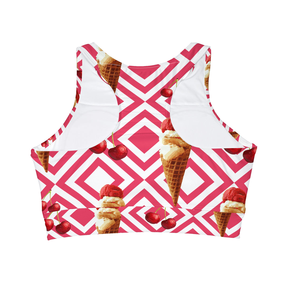 Ice cream cones High Neck Crop Bikini Top (AOP)