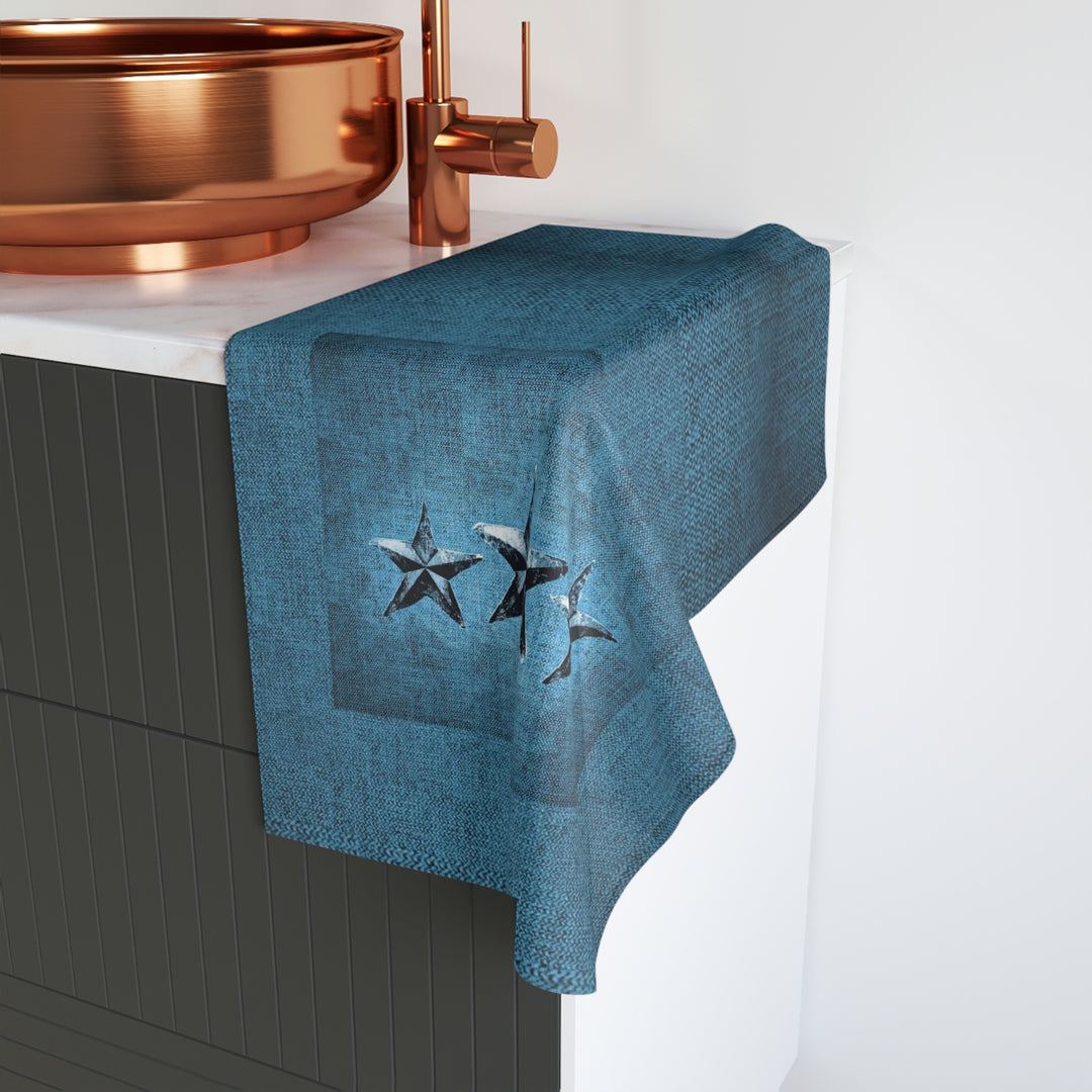 Triple Star in Turquoise Hand Towel
