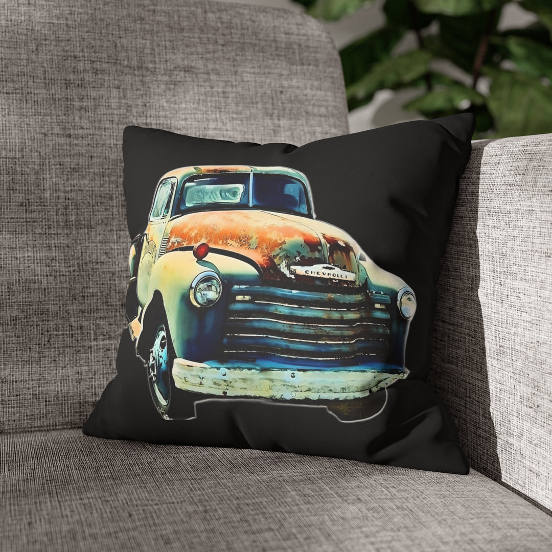 1953 Antique Truck , Black Faux Suede Square Pillow Case