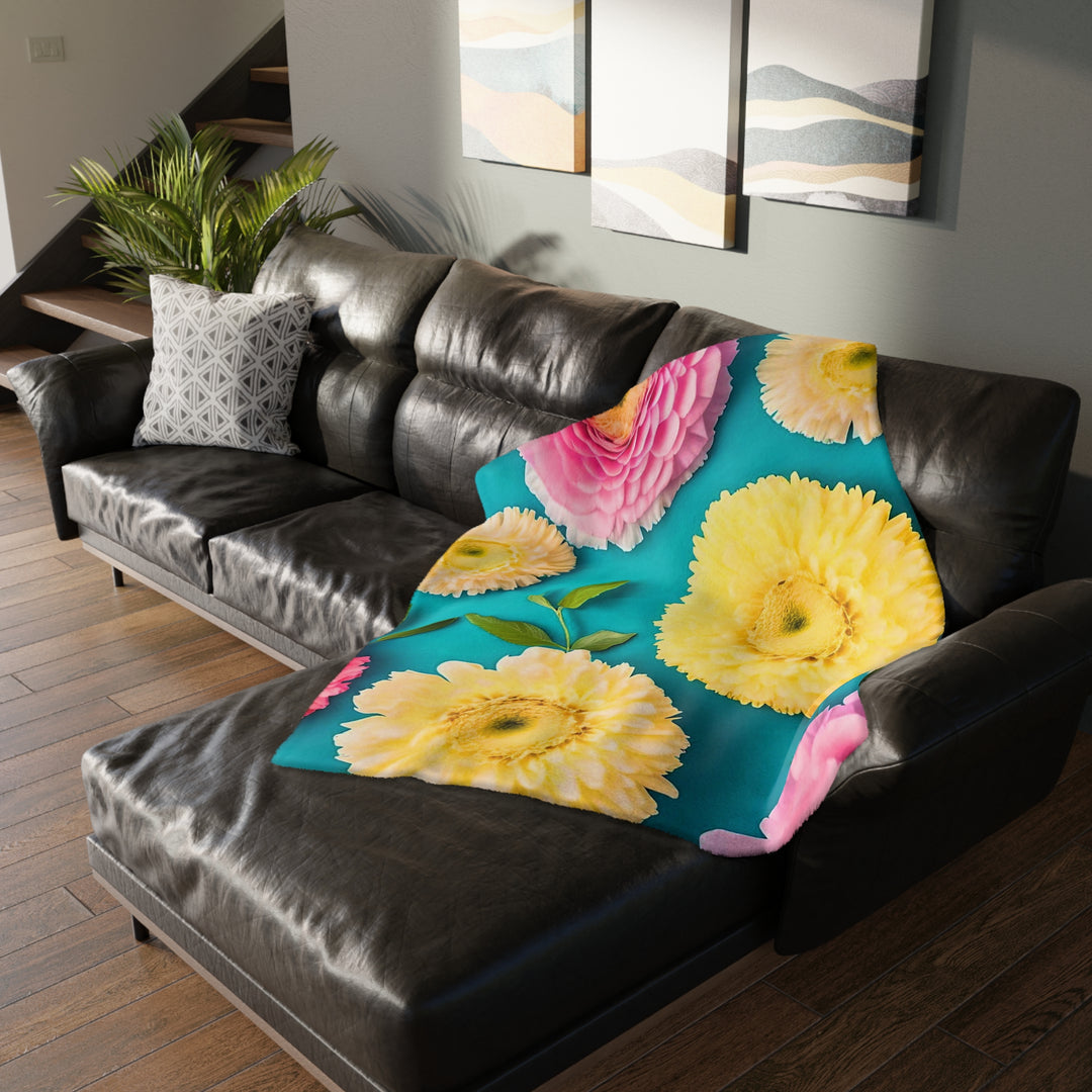Flower Power style 2 Velveteen Minky Blanket (Two-sided print)