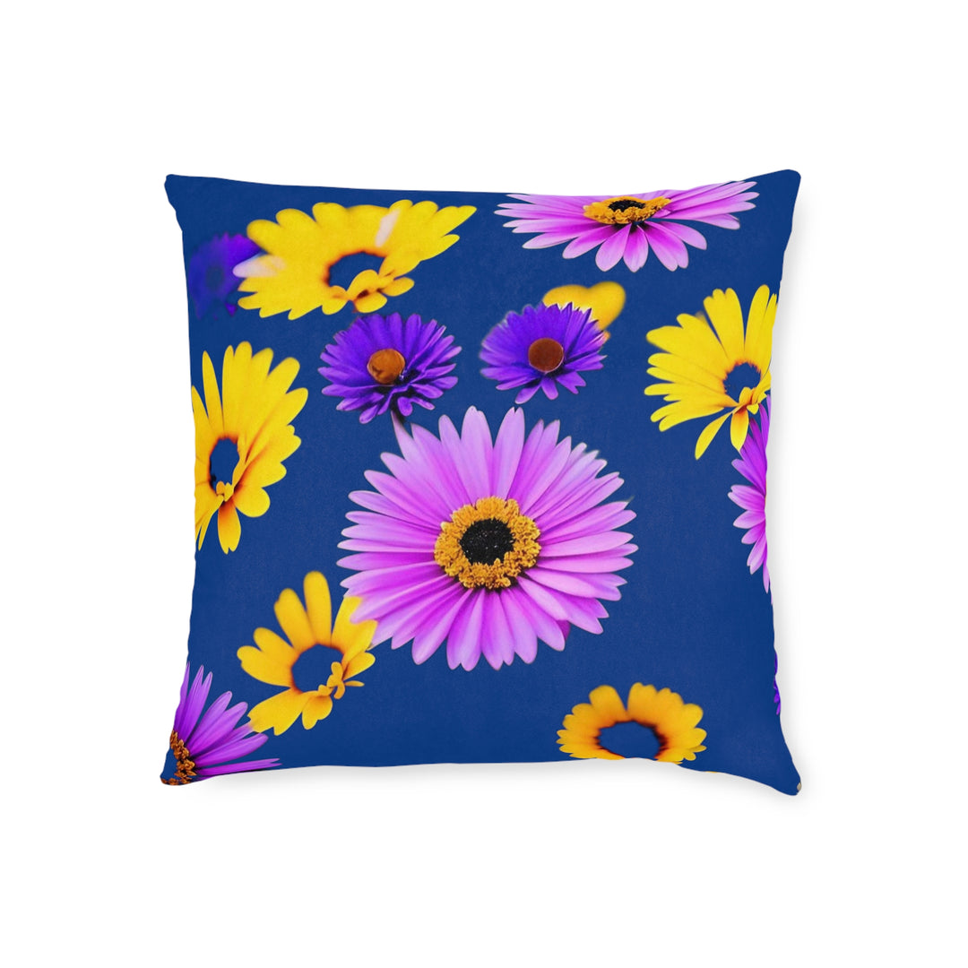 Le fleur on DarkBlue/Pink Back, Square Pillow