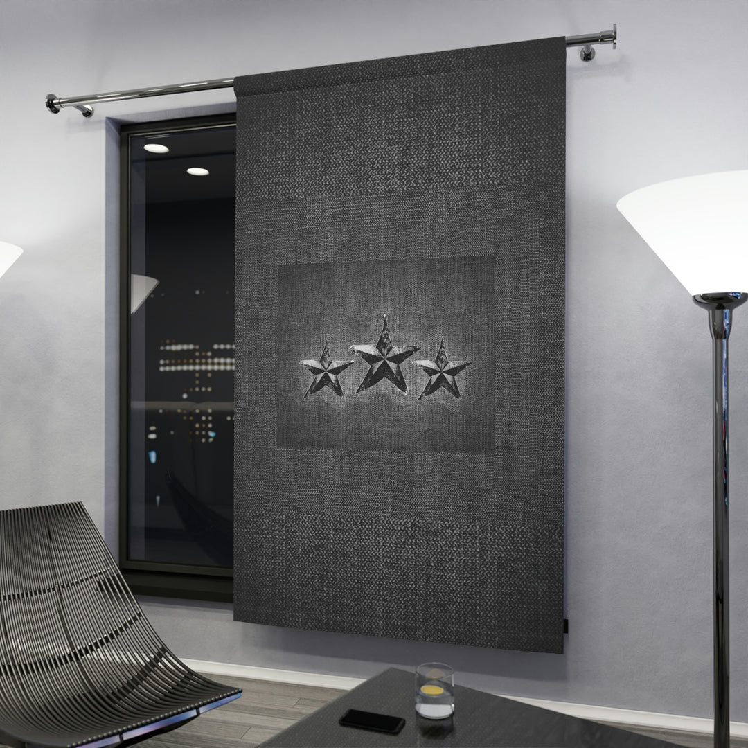 Triple Star on dark grey Window Curtains (1 Piece)