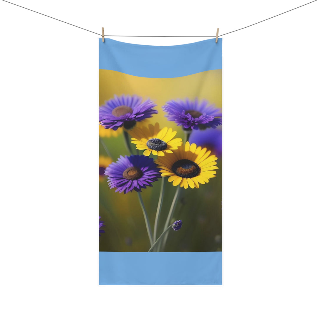 Nature's Bouquet on Light Blue Minky Cotton Towel