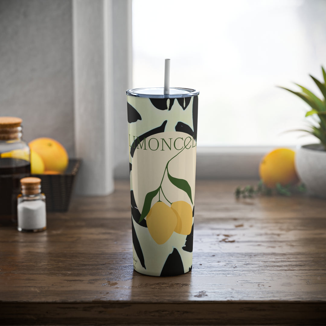 Sweet Lemons Skinny Steel Tumbler with Straw, 20oz