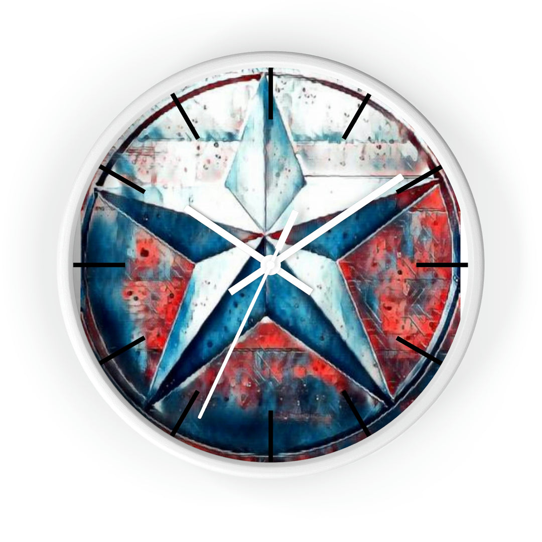 Texas star Red, White & Blue Splash Wall Clock