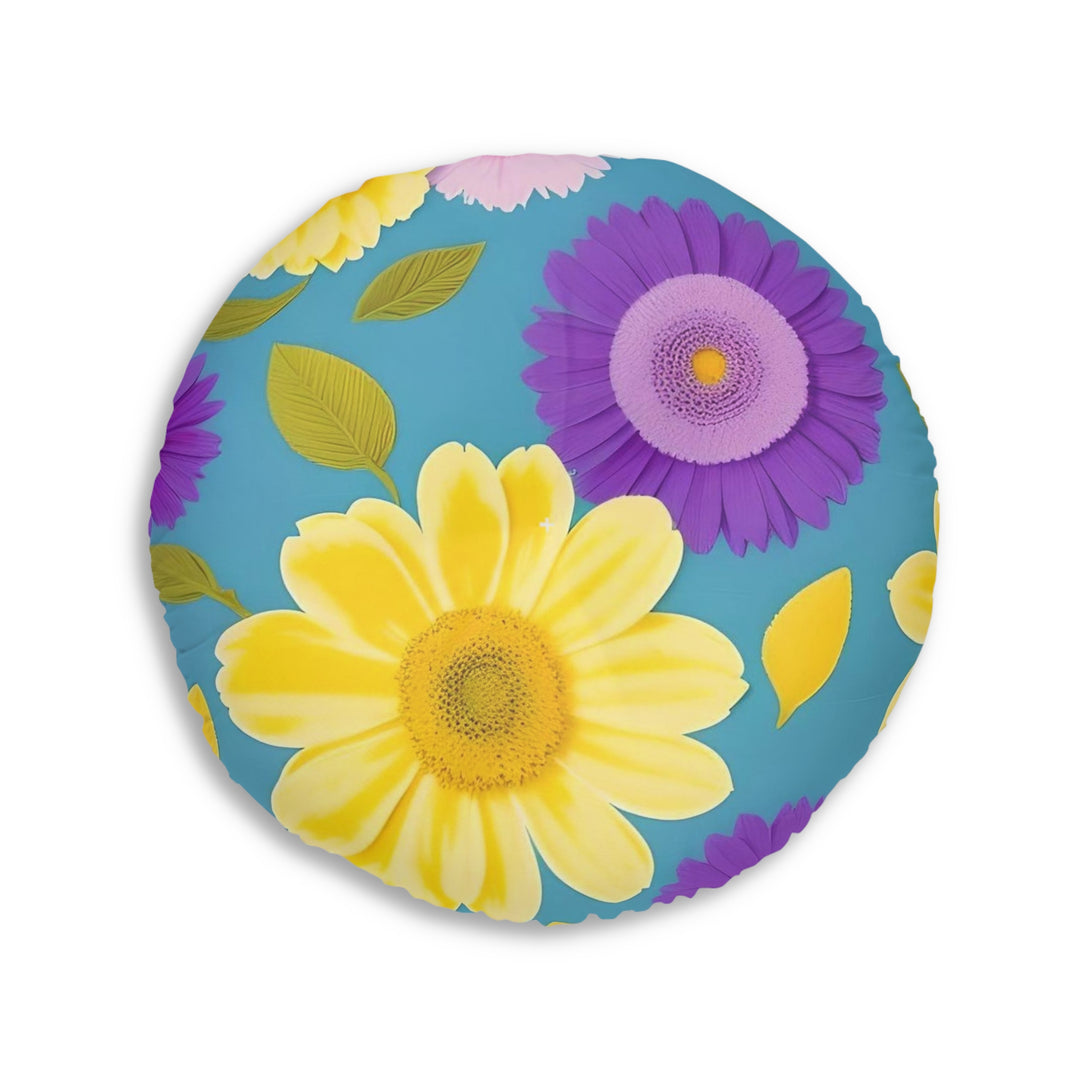 Flower Power Tufted Floor Pillow, Round