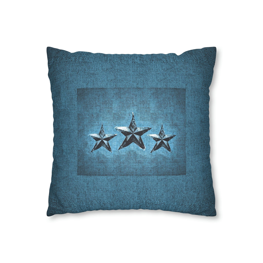 Triple Star in Turquoise Faux Suede Square Pillow Case