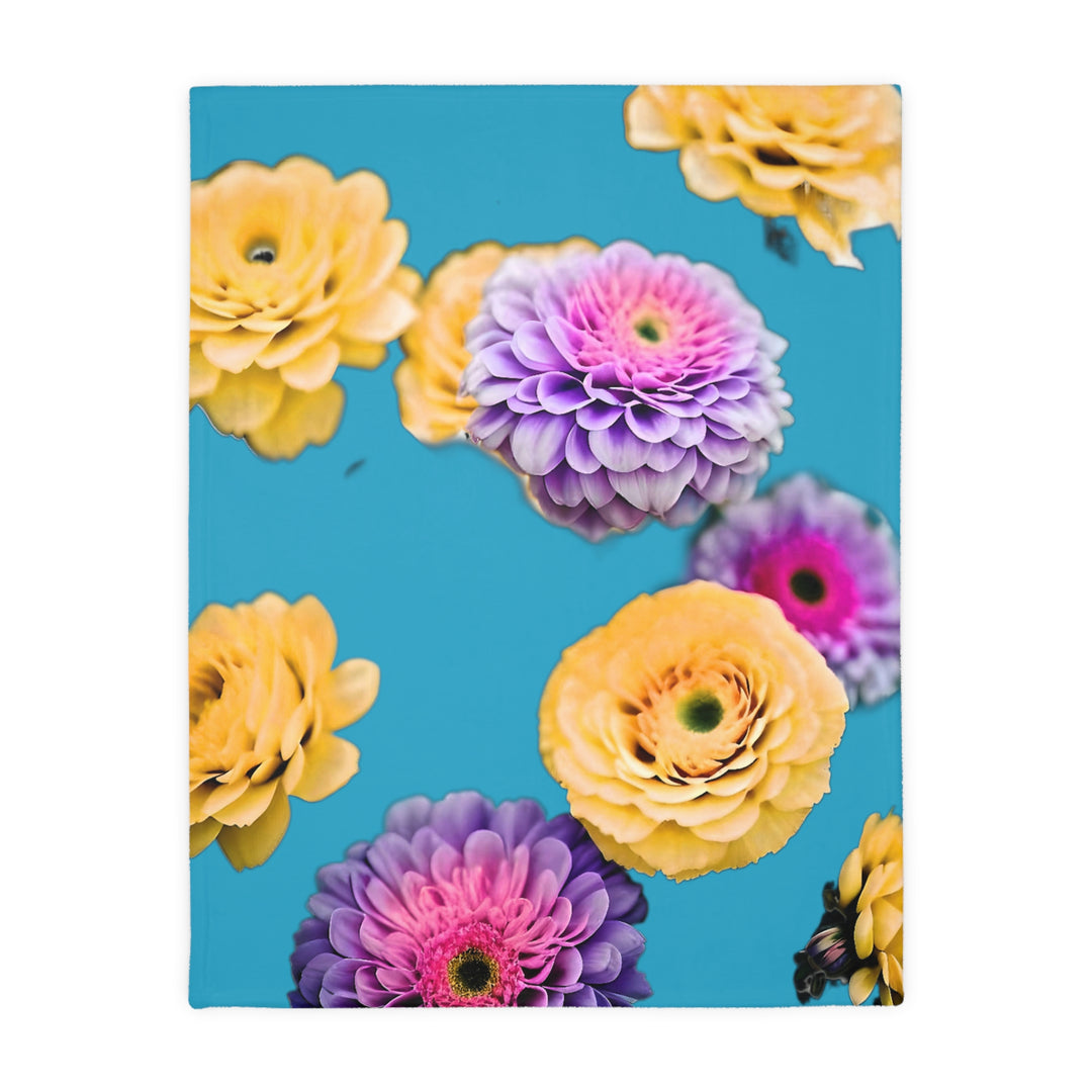 Flower Power style 3 Velveteen Minky Blanket (Two-sided print)
