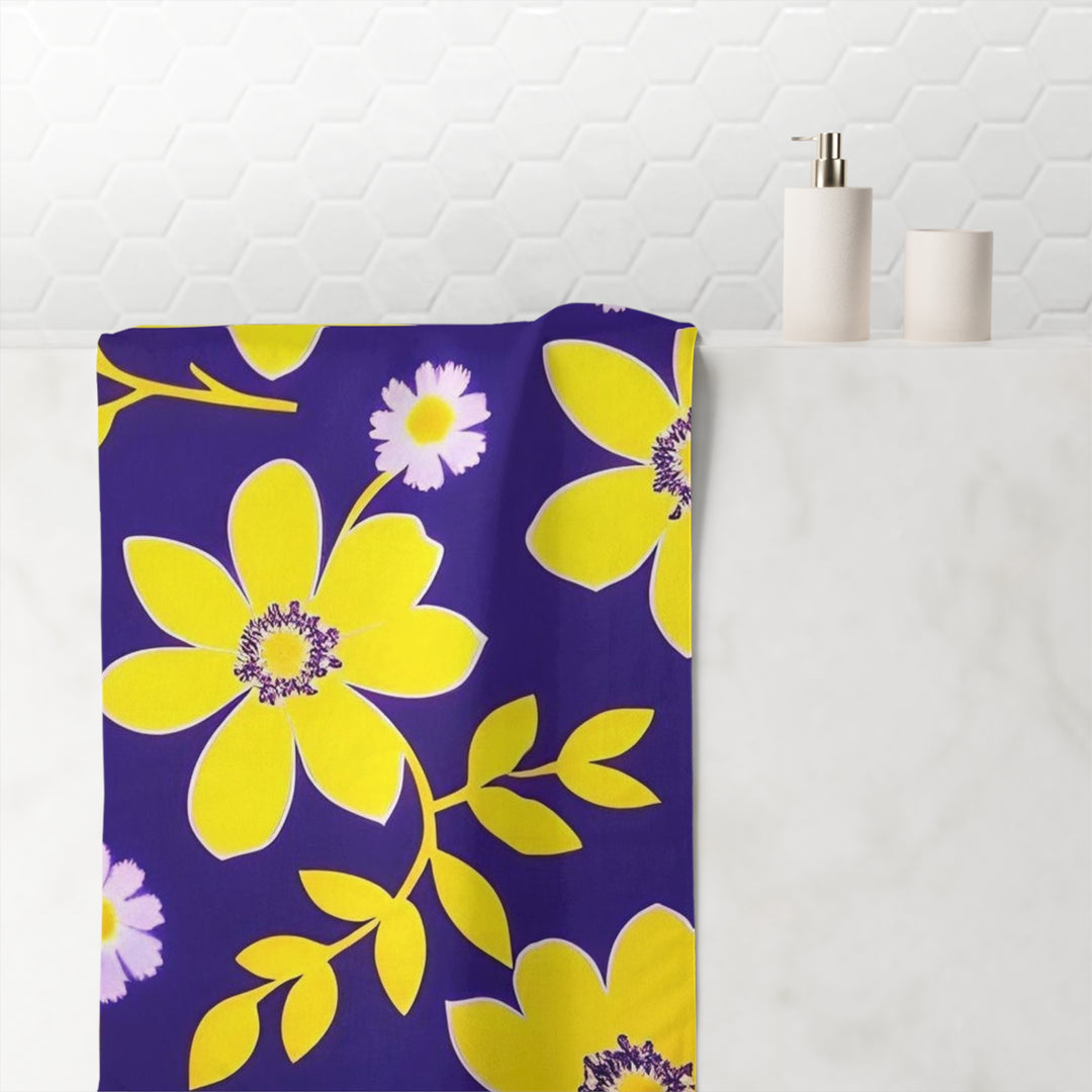 Flowers on purple  Mink-Cotton Towel