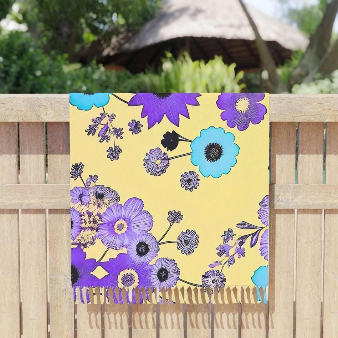 Purple Flowers Dancing on Sunshine, no words Boho Beach Cloth