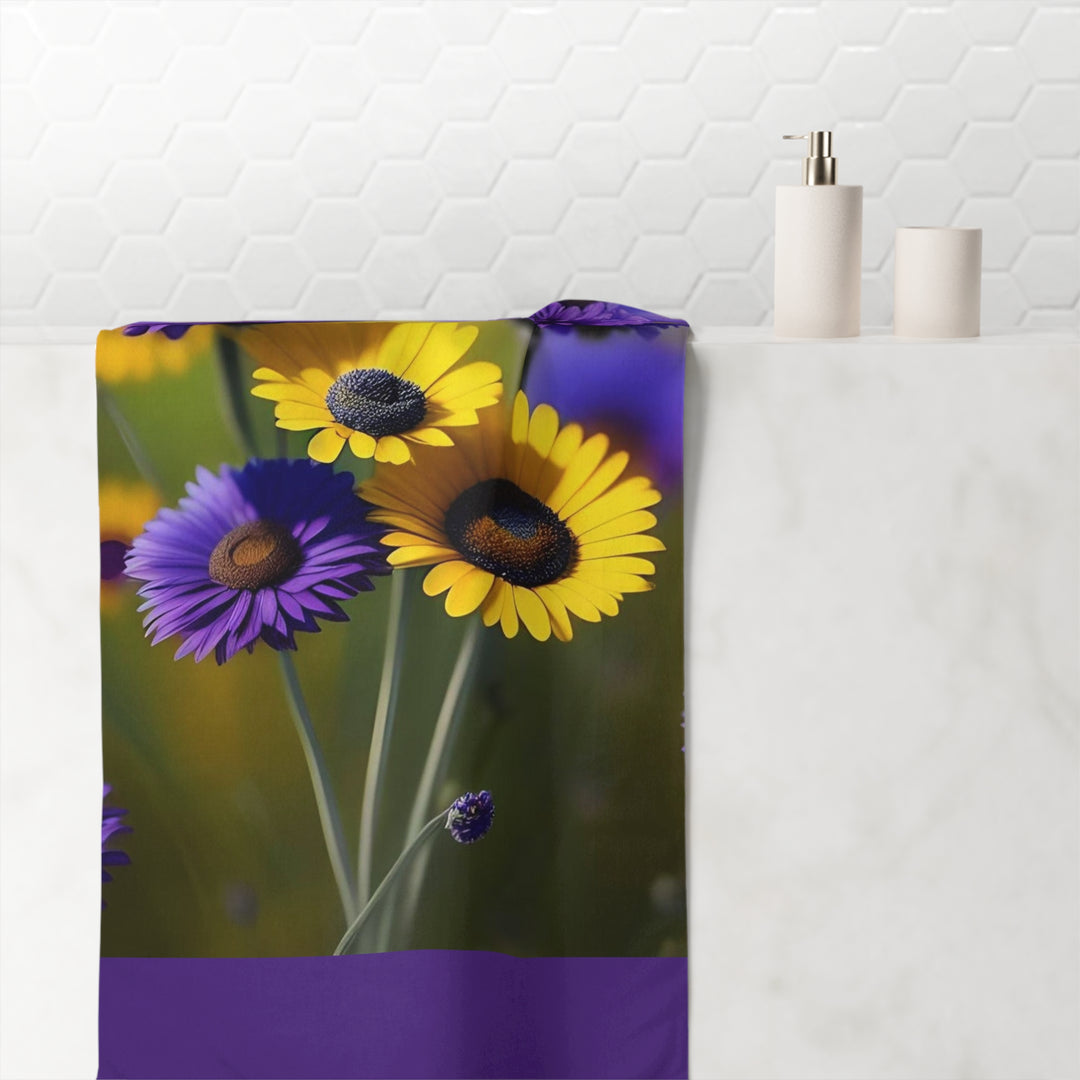 Nature's Bouquet on Purple Minky Cotton Towel