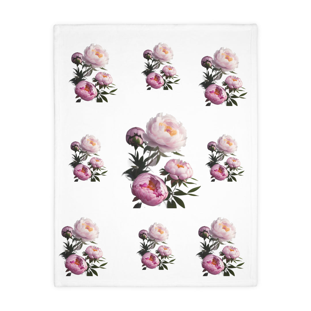 Peony Bouquet Velveteen Minky Blanket (Two-sided print)