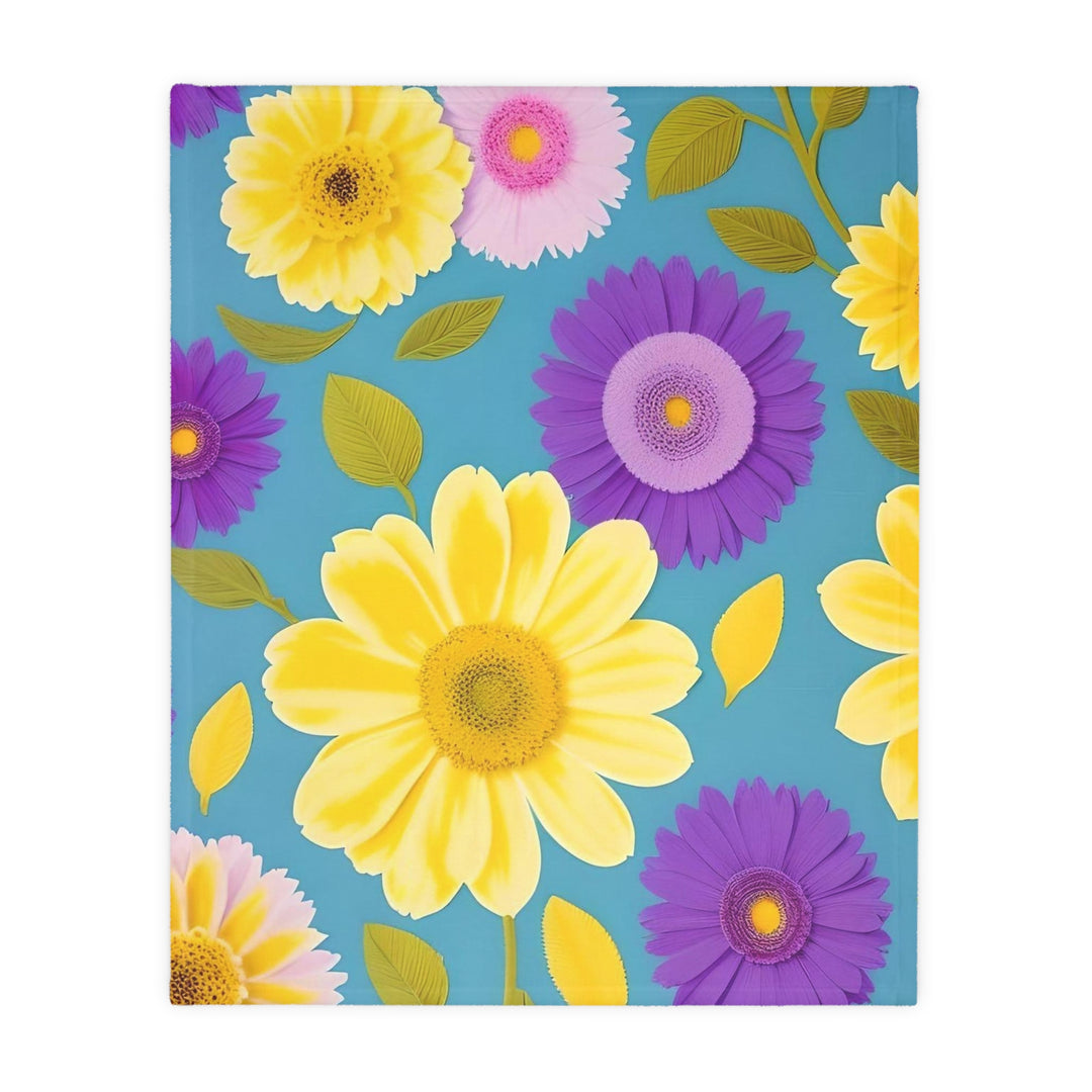 Flower Power Velveteen Minky Blanket (Two-sided print)