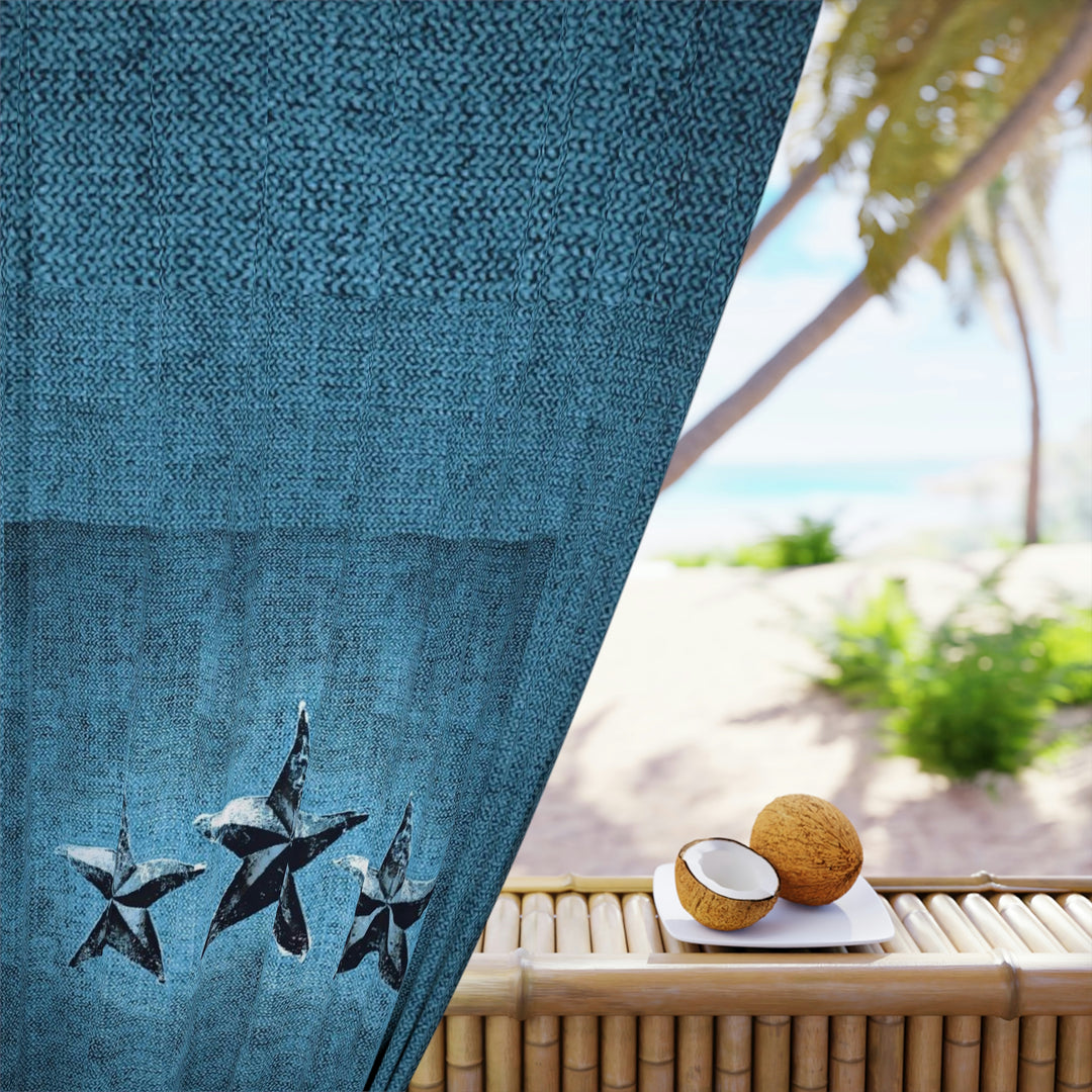Triple Star in Turquoise Window Curtains (1 Piece)