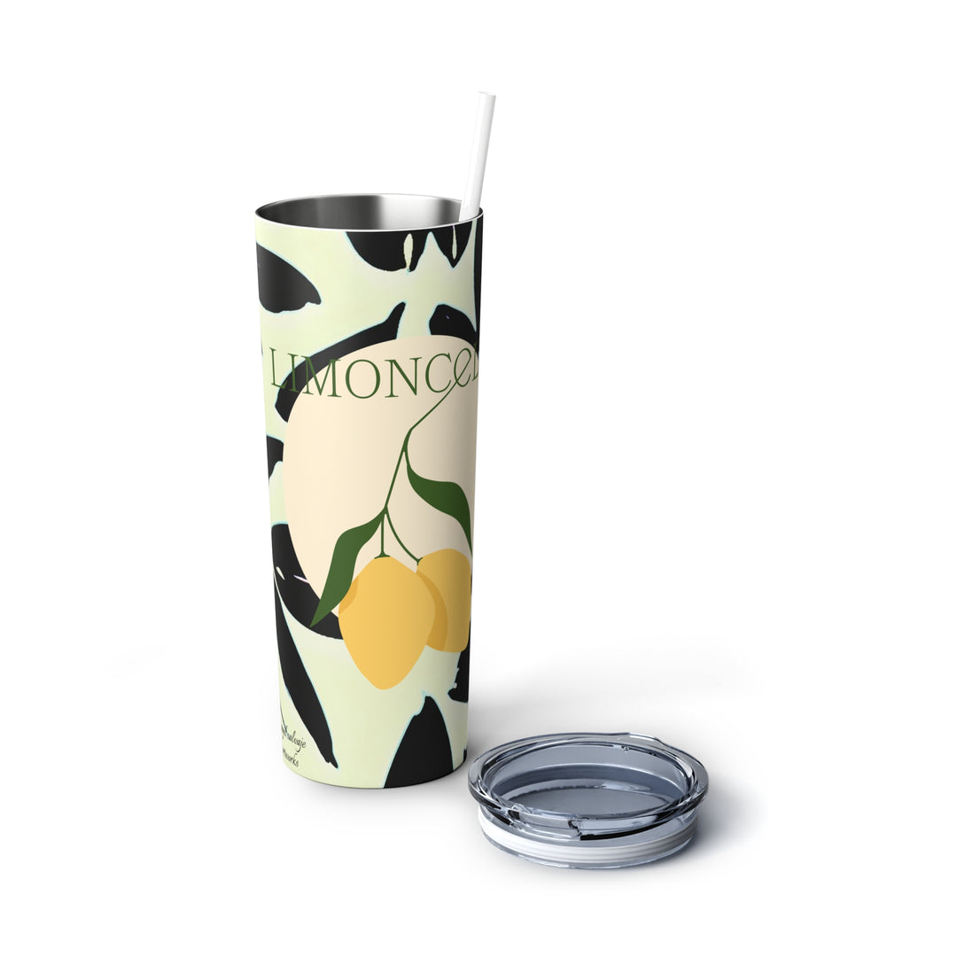 Sweet Lemons Skinny Steel Tumbler with Straw, 20oz