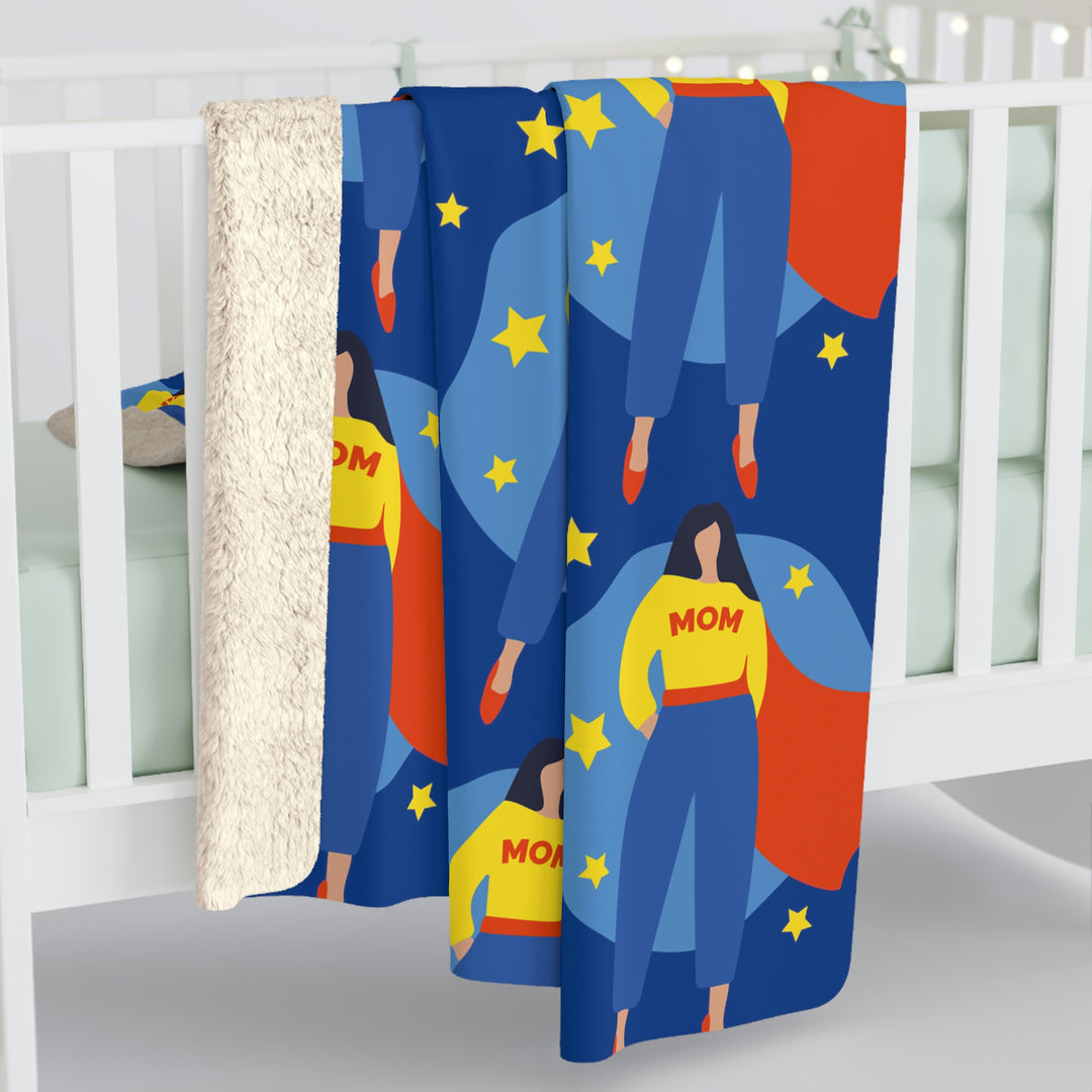 Super Hero Mom  on Blue Sherpa Fleece Blanket