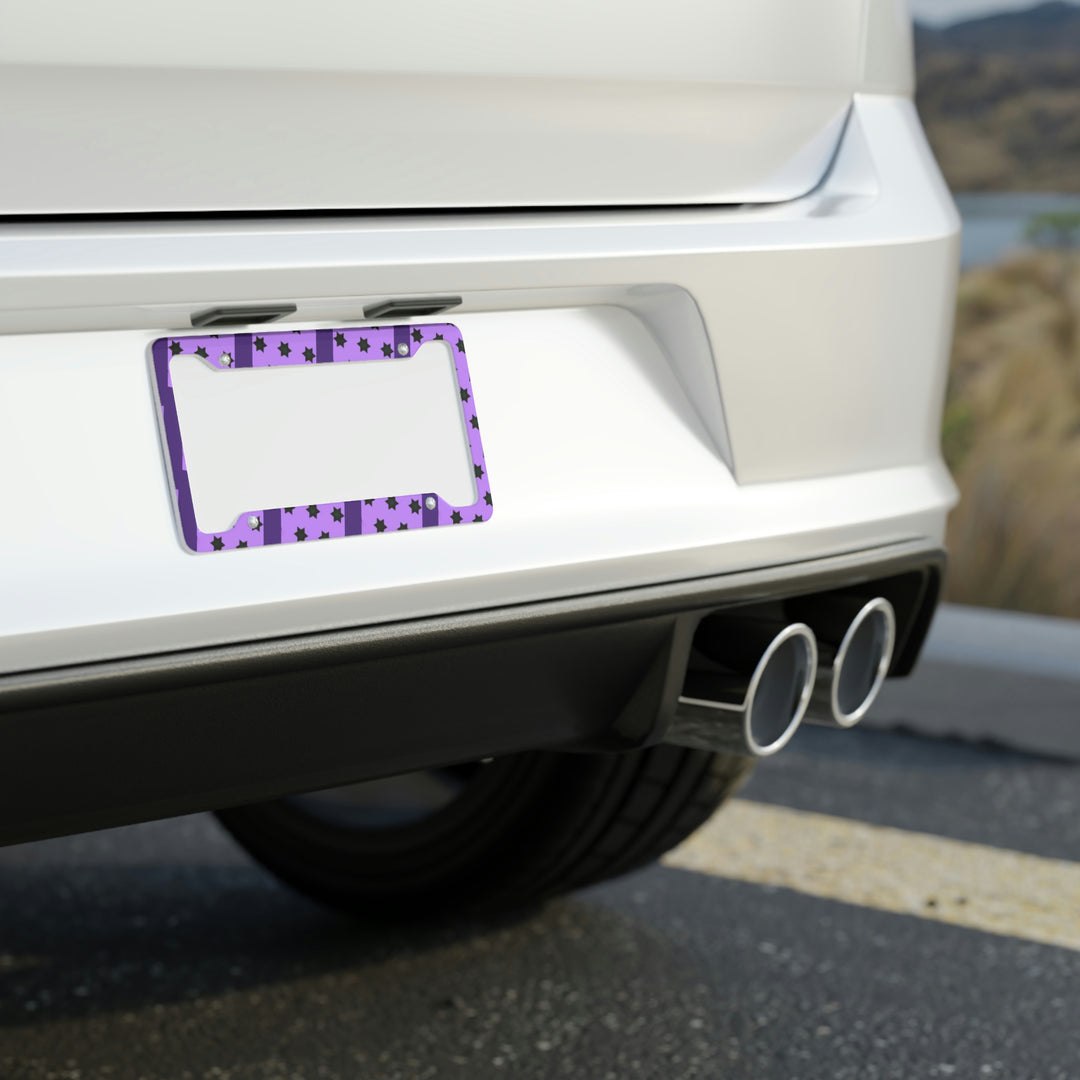 Kiss inspired black stars on purple License Plate Frame