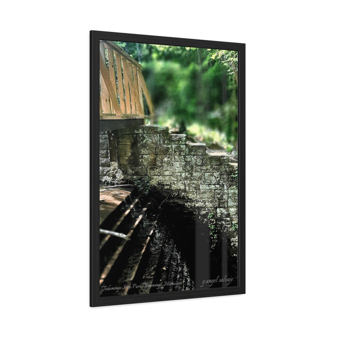 Footbridge Over Cascading Water Framed Posters