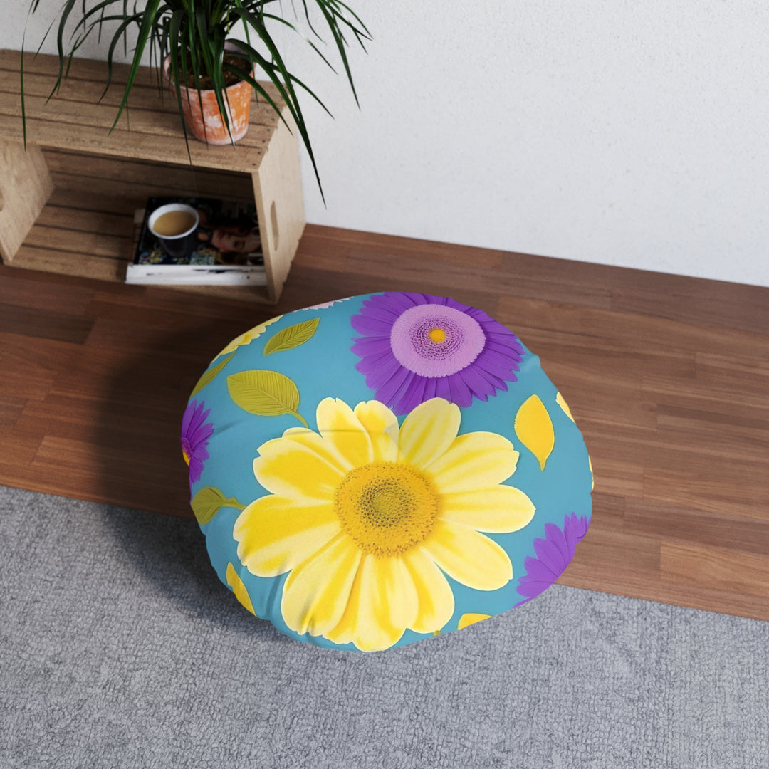 Flower Power Tufted Floor Pillow, Round