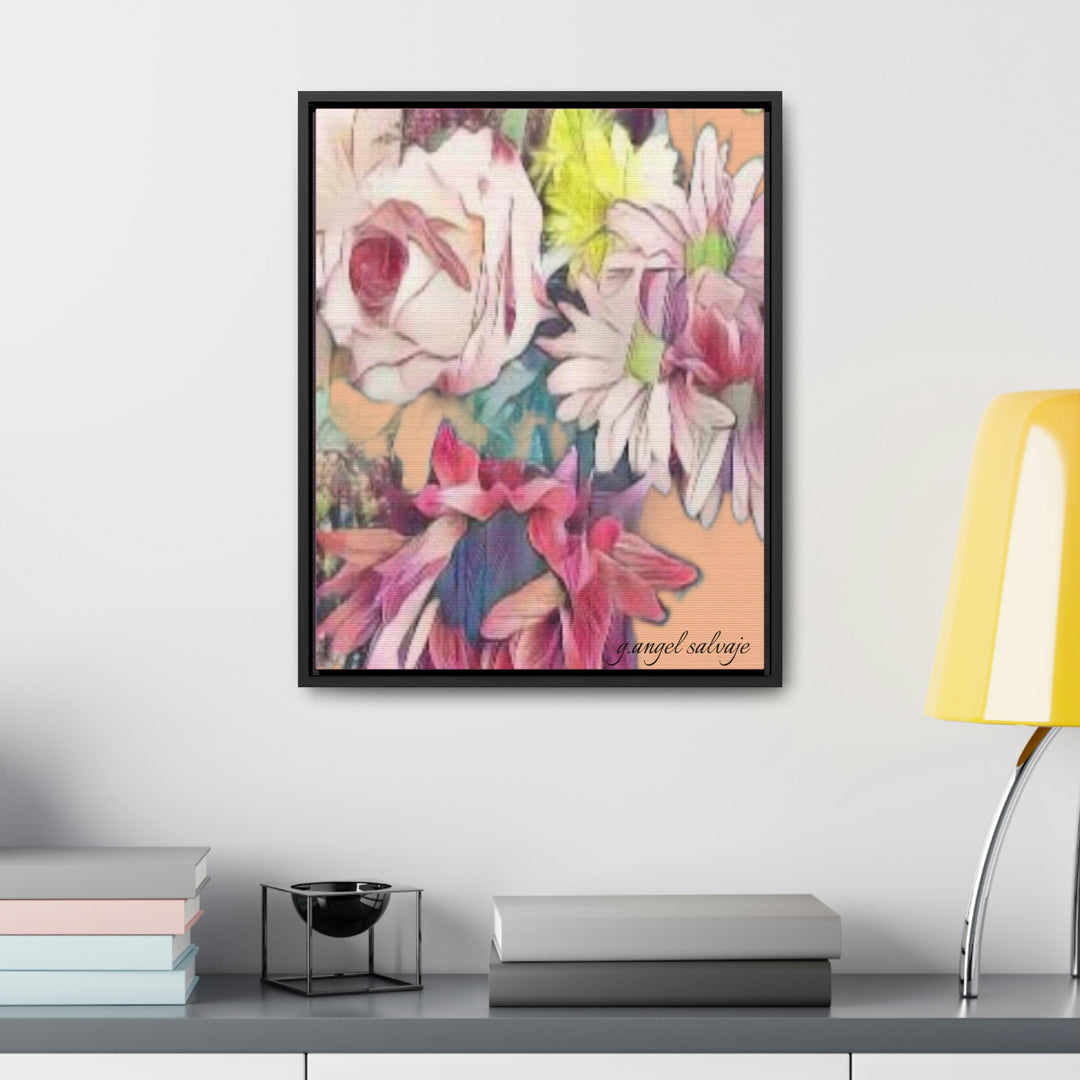 Floral/ coral background Gallery Canvas Wraps, Vertical Frame