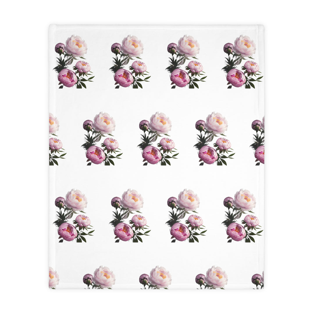 Peony Bouquet Velveteen Minky Blanket (Two-sided print)
