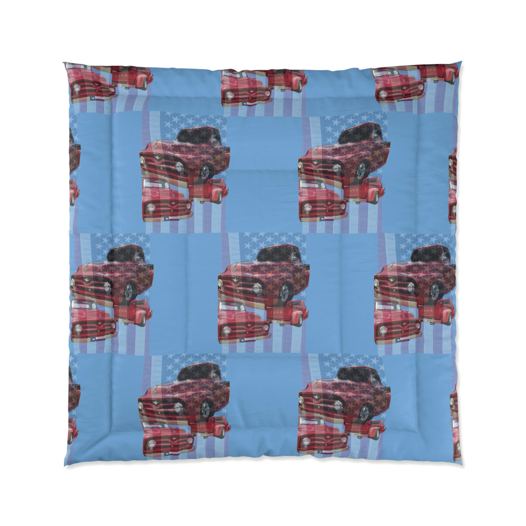 Triple 1956 Red Ford Comforter