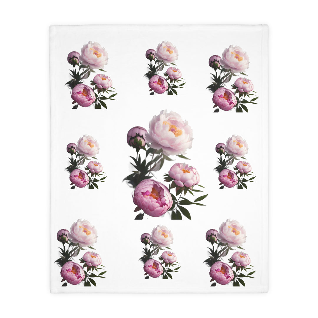 Peony Bouquet Velveteen Minky Blanket (Two-sided print)