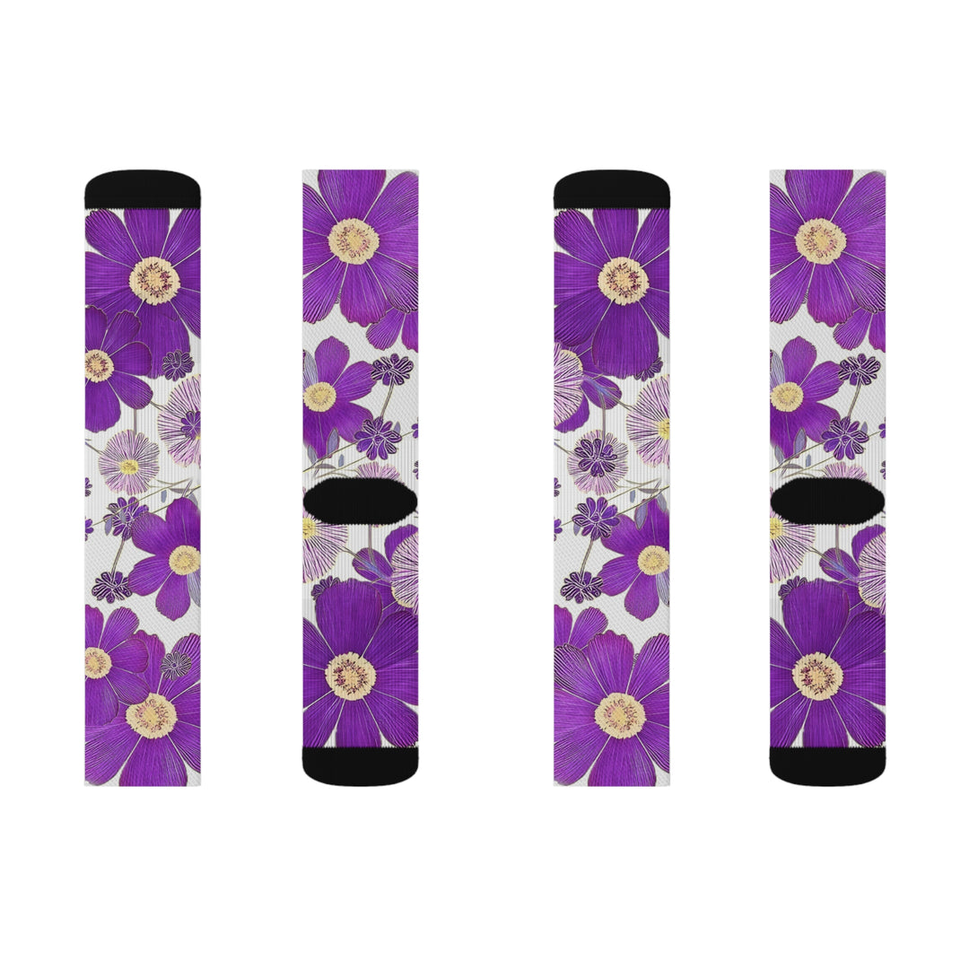 Purple Flowers Sublimation Socks